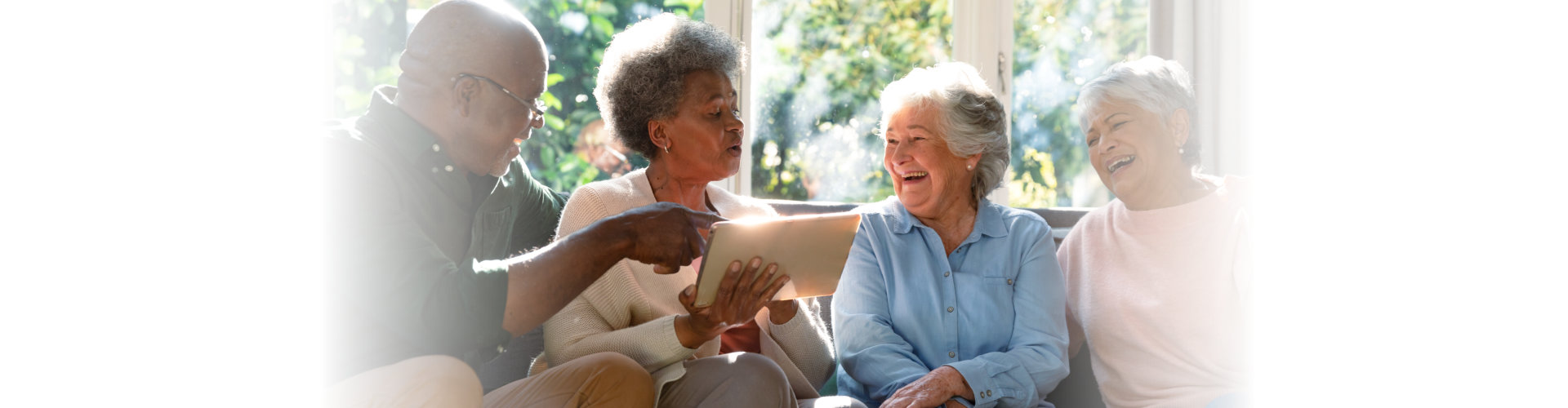 group f elderly people smiling